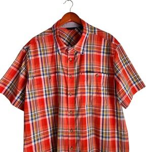 Jockey Button Down Shirt 3XL Red Plaid Short Sleeve